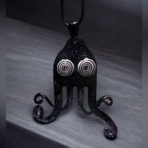 Black and Purple Octopus Pendant Necklace